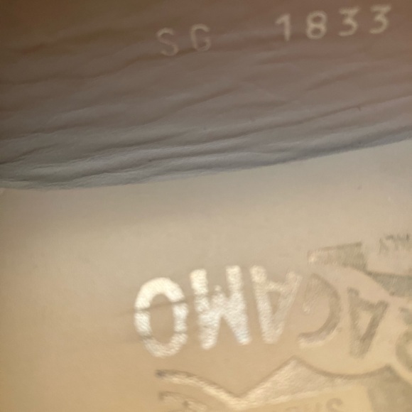 Salvatore Ferragamo Tan Stacked Heel with Gold/Silver Gancini Logo - Picture 9 of 14